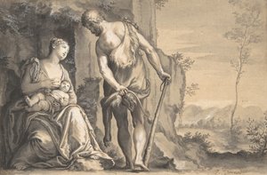 カインの家族、カリフォルニア州。 1638-47。 作： Peter Oliver