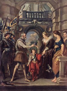 16世紀、フランス王アンリ4世とマリー・ド・メディチ（リトグラフ） 作： Peter Paul (after) Rubens