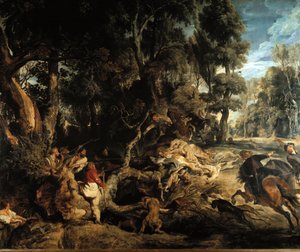 ピーテル・パウル・ルーベンス（1577-1640）のイノシシ狩りの絵 作： Peter Paul Rubens