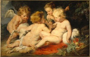 少年ジョンと二人の天使と小さなイエス 作： Peter Paul Rubens