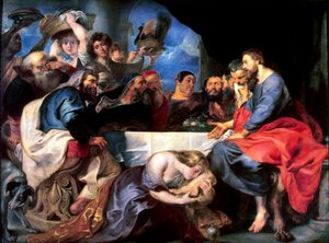 1618年から1620年の間にパリサイ人のサイモン家でのごちそう。 作： Peter Paul Rubens