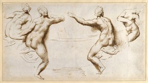 水盤を囲む4人の女性ヌード（紙にペンとインク 作： Peter Paul Rubens
