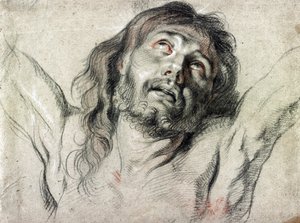ペーテル・パウル・ルーベンス作「十字架上のキリストの頭部」（デッサン 作： Peter Paul Rubens