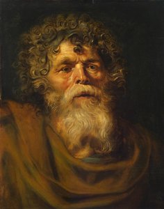 老人の頭、「とげの王冠（Ecce Homo）」の研究、c.1612-14（パネルに油彩） 作： Peter Paul Rubens