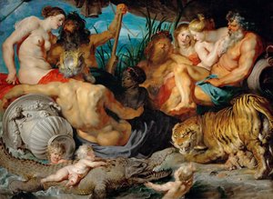 楽園の四つの川（四大陸）」-ピーテル・パウル・ルーベンス（1577-1640）。キャンバスに油彩、1615年頃サイズ：208x283cm美術史博物館（ウィーン 作： Peter Paul Rubens
