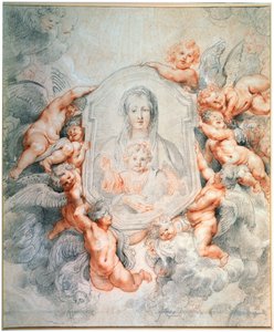 マドンナエンジェルスによって崇拝マドンナデッラバリチェッラ、1608。 作： Peter Paul Rubens