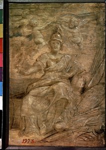 マリー・ド・メディチ (1575-1642) en パラス・アテナ (パラス・アテナとしてのマリー・ド・メディチ). Peinture de Pierre Paul (Pierre-Paul) Rubens (ou Peter Paul ou Petrus Paulus) (1577-1640). 木に油彩、22.5 x 15 cm 作： Peter Paul Rubens