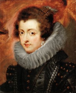 スペイン王妃エリザベート（1602-1644）の肖像 - ピーテル・パウル・ルーベンス（1577-1640）。木に油彩、1629年頃。寸法：48,5x40,5 cm。美術史博物館、ヴィエンヌ