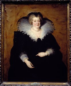 アンリ4世の妻であるフランス王妃マリア・デ・メディチ（マリー・ド・メディシス）（1573-1642）の肖像。ピエール・ポール（Pierre-Paul）・ルーベンス（またはPeter PaulまたはPetrus Paulus）（1577-1640）による絵画。1622年 日1,3x1,08 m Madrid, Musee du Prado 作： Peter Paul Rubens