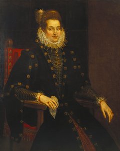 ラフの黒いドレスを着た4分の3の長さの女性の肖像画 作： Peter Paul Rubens