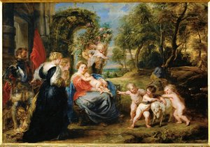 エジプトへの逃避における休息》1632-35年頃（木に描かれた絵）