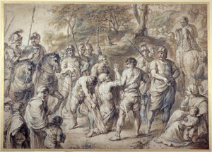 殉教に導かれた聖アンデレ（ペン＆インク、紙にウォッシュ 作： Peter Paul Rubens