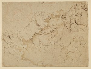 男性像と女性のケンタウロス (Centaurides) の研究 (裏面) 作： Peter Paul Rubens