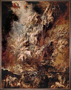 呪われた者の堕落（オーク材に絵画） 作： ピーター・ポール・ルーベンス