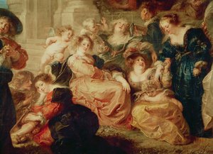 愛の庭（ルーベンスの妻、エールエヌフォーメントとのグループの詳細）、1638年頃 作： Peter Paul Rubens
