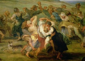 カーメッセ、踊る農民の詳細、24954年のパネルの詳細 作： Peter Paul Rubens