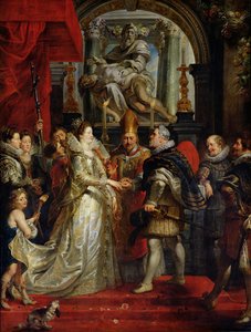 マリーデメディチ（1573-1642）とアンリ4世（1573-1642）の代理結婚1600年10月5日、1621-25 作： Peter Paul Rubens