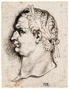 ジョヴァンニ・ダ・カヴィーノのメダルの後に描かれた、最初の12人のシーザーのうちの8人の10枚の絵からのタイタス（紙にペンとインク 作： Peter Paul Rubens