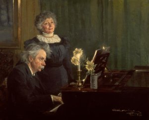 エドヴァッドグリーグは妻と一緒にグランドピアノを演奏します 作： Peder Severin Krøyer