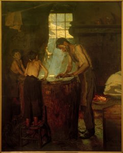 イタリアの村の帽子メーカー。ソラ 作： Peder Severin Krøyer