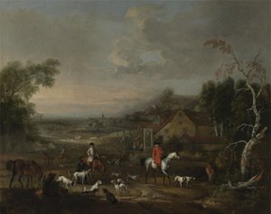 フォックスハウンドの会合でのジェメット・ブラウン牧師、1730年頃（キャンバスに油彩）