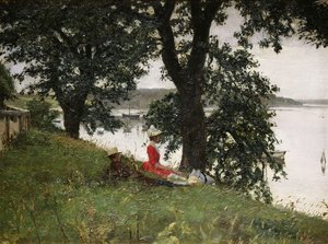 土手に 作： Peter Vilhelm Ilsted