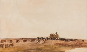 収穫の時期、年代不明（紙に水彩画） 作： Peter de Wint