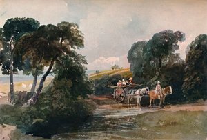 小川を横切る干し草カート、c1824