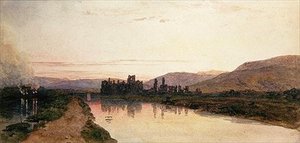 Neath Abbey, Glamorganshire, Evening (紙に水彩) 作： Peter de Wint