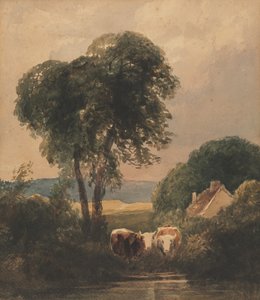 牛のいるウェールズの風景 作： Peter de Wint