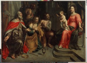 「聖母の前の罪人」 (聖母の前の罪人) ピーター (ピーター) ファン リント (1609-1690) による絵画 17 世紀 国立野外博物館 パレス ガッチナ、サンクトペテルブルク 作： Peter van Lint