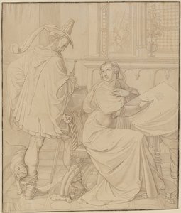 ニーベルングの7つの絵：3.ハーゲンの裏切り。 1812-17 作： Peter von Cornelius