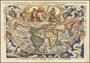 1553年の世界地図 - Charta Cosmographica, Cum Ventorum Propera Natura et Operatione
