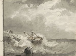 岩が多い海岸の難破船 作： Petrus Johannes Schotel (circle of)