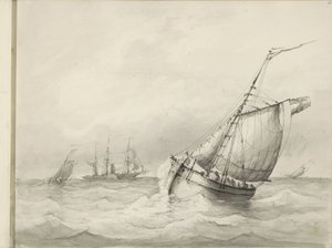 海での帆船 作： Petrus Johannes Schotel (circle of)