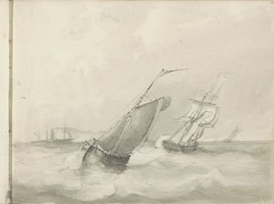 海での帆船 作： Petrus Johannes Schotel (circle of)