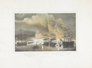 アルジェの砲撃、1816 1816 年 8 月 27 日、連合英蘭戦隊によるアルジェ市の砲撃 作： Petrus Johannes Schotel
