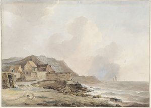 ブローニュ シュル メールの海岸の眺め 作： Petrus Johannes Schotel