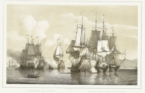 リヴォルノ海戦、1653年 リヴォルノでの海戦。 1653 年 3 月 14 日 / リヴルヌ海軍戦。 1653 年 3 月 14 日 (オブジェクトのタイトル) 作： Petrus Johannes Schotel