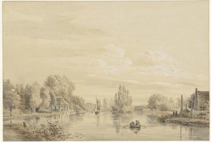 Hofstede Slotzigt への Vecht のビュー 作： Petrus Josephus Lutgers