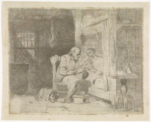 妻に本を読む老人 作： Petrus Marius Molijn