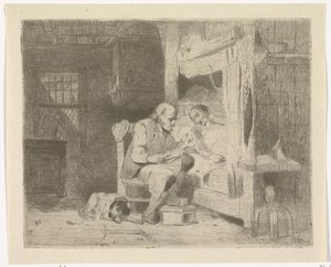 妻に本を読む老人 作： Petrus Marius Molijn