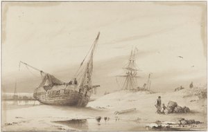 浜辺の船 作： Petrus Paulus Schiedges (I)
