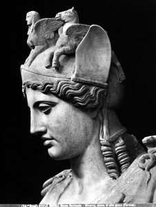 アテナ・ファルネーゼの顔の詳細、フィディアス派のブロンズ像のローマ帝国版コピー 作： Phidias (school of) (after)