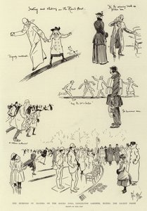 最近の霜の間のケンジントンガーデンズの丸い池でのスケートのユーモア 作： Phil May