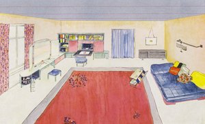 1930年代のインテリア。女性のためのドレスルームとリビングルーム（カラーリトグラフ 作： Philip Alexius de (after) Laszlo