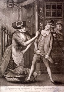 激怒したマカロニ、1773年 作： Philip Dawe