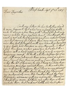 1754年9月25日、ブラックヒースのソロモンデイロールへの直筆の手紙（紙にペンとインク） 作： Philip Dormer Stanhope Chesterfield