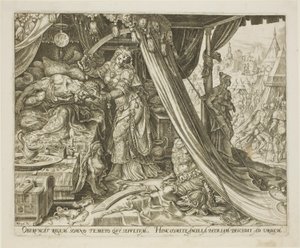 ホロフェルネスを殺すジュディス、「ジュディスとホロフェルネスの物語」のプレート 6 作： Philip Galle