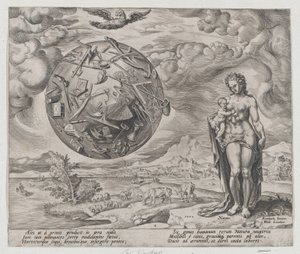 労働と勤勉の報酬、プレート 1、1572.、1572 より。 作： Philip Galle